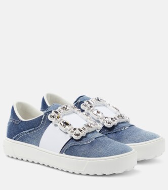 Very Vivier fringed denim sneakers | Roger Vivier