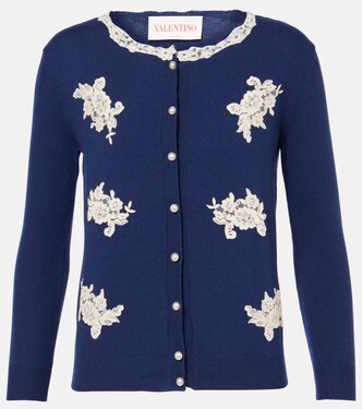 Lace-trimmed virgin wool cardigan | Valentino