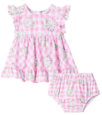 Baby cotton poplin dress and bloomers set | Monnalisa