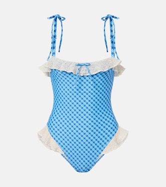 Jacelyn plaid ruffled swimsuit | Montce