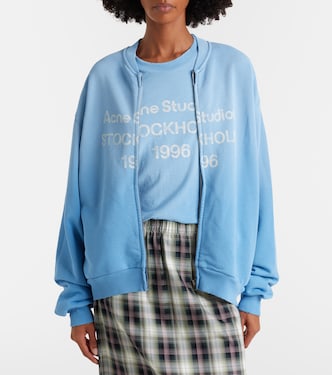 トップス Acne Studios Oversized Sweatshirt Oversized cotton-blend zip-up sweatshirt in blue - Acne Studios