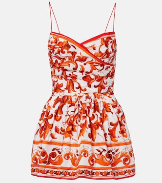 Majolica印花棉质府绸迷你连衣裙 | Dolce&Gabbana