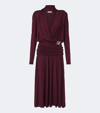 Draped tie-neck jersey midi dress | Blumarine