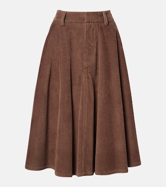 Monili cotton corduroy midi skirt | Brunello Cucinelli