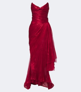 Heidi pleated silk bustier gown | Maria Lucia Hohan