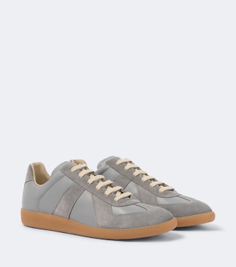 Replica suede-trimmed leather sneakers  | Maison Margiela