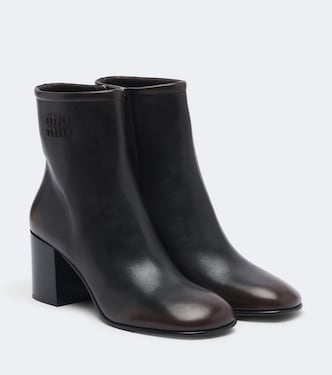 Logo leather ankle boots | Miu Miu