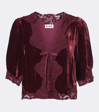 Ursula lace-trimmed velvet top | Rixo