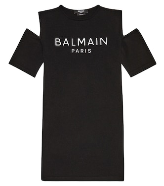 Logo cold shoulder dress | Balmain Kids