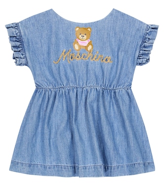 Baby embroidered cotton chambray dress | Moschino Kids