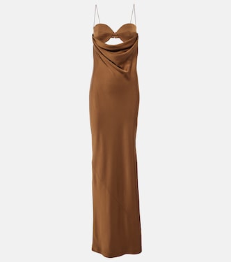 Cutout draped satin crêpe gown | Alex Perry