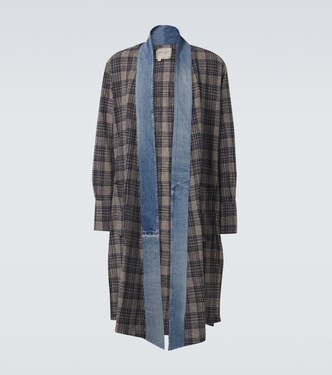 Plaid denim-trimmed cotton coat | Greg Lauren