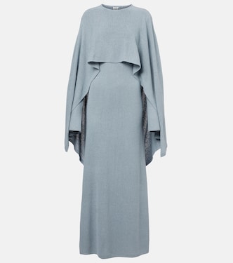 Cape-detail silk bouclé maxi dress | Toteme