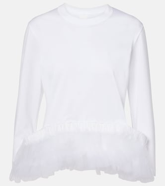 Tulle-trimmed cotton jersey top | Noir Kei Ninomiya