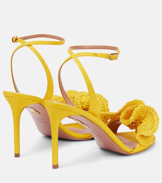 Noches Tropicales 85 raffia sandals in yellow - Aquazzura | Mytheresa