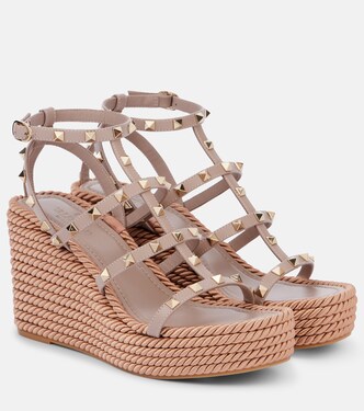 Rockstud leather wedge esapdrilles | Valentino Garavani