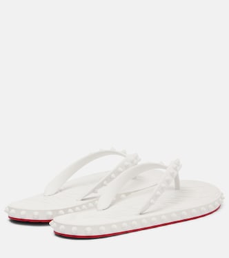 Super Loubi Flip spiked thong sandals in white - Christian