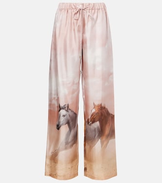 Printed silk twill palazzo pants | The Attico