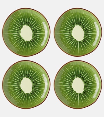 Tropical Fruits Kiwi set of 4 earthenware dessert plates  | Bordallo Pinheiro