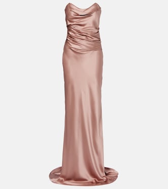 Ruched strapless silk satin corset dress | The Sei