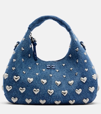 Mini studded denim top-handle bag | Ganni