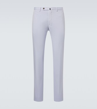 Cotton and silk slim pants | Slowear