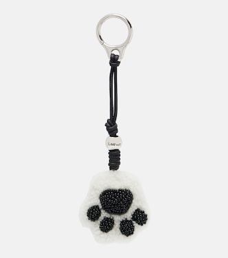 Paw shearling and leather bag charm | Loewe