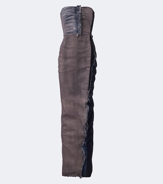 Distressed denim bustier gown | Rick Owens