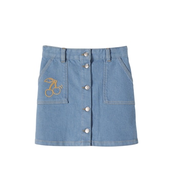 Gonna Dexie di jeans con ricamo | Bonpoint