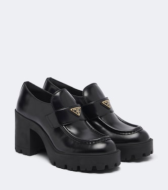 Leather platform loafers | Prada