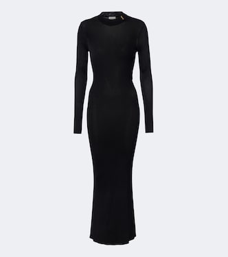 Cassandre ribbed-knit silk midi dress | Saint Laurent