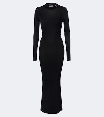Cassandre ribbed-knit silk maxi dress | Saint Laurent