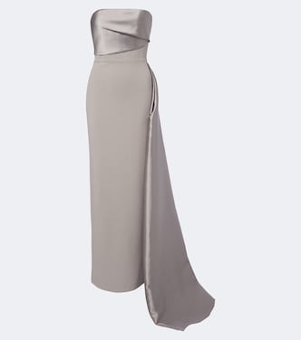 Kinsley draped satin-trimmed bustier gown | Solace London