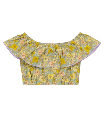 Bella ruffle-trimmed floral cotton top | Paade Mode