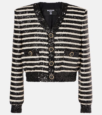 Chaqueta con lentejuelas a rayas | Balmain