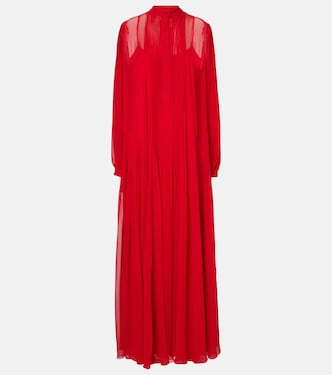 Clarinda pleated silk georgette maxi dress | Costarellos