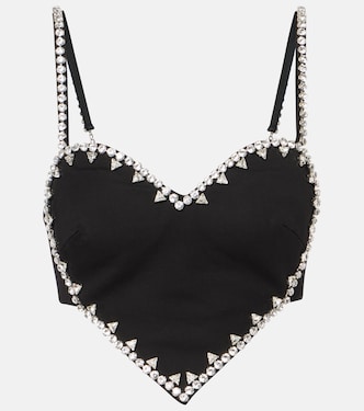Heart crystal-embellished crop top | Area