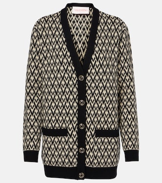 Toute La V virgin wool jacquard cardigan | Valentino