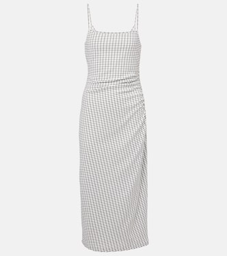 Checked ruched midi dress | Vince