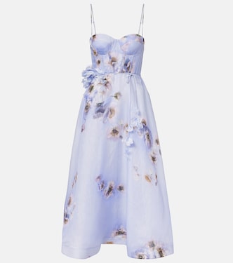 Hypnotic floral linen and silk bustier dress | Zimmermann