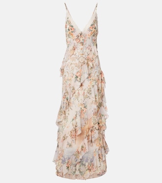 Embellished floral ruffled silk maxi dress | Camilla