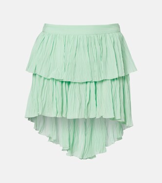 Plissé tiered georgette miniskirt | Blumarine