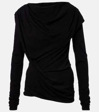 Draped cotton-blend jersey top | Entire Studios