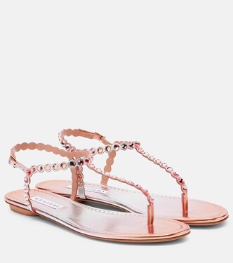 Sandali infradito Tequila in pelle con cristalli | Aquazzura