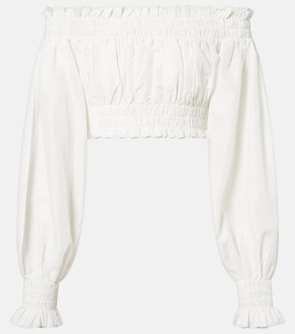 Shirred off-shoulder crop top | Norma Kamali