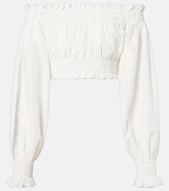 Shirred off-shoulder crop top | Norma Kamali