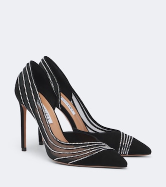 Dream Girl embellished mesh and suede pumps | Aquazzura