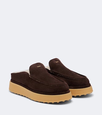 Shearling-lined suede platform mules | Tod's