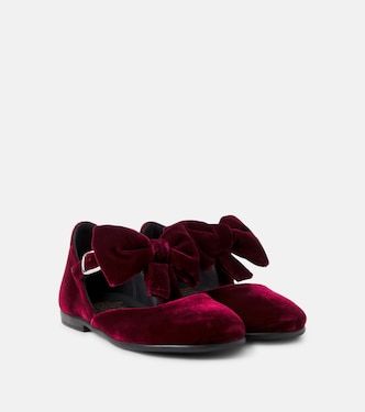 Bow-detail velvet ballet flats | PèPè