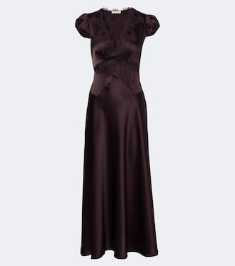 Coraline lace-trimmed silk satin midi dress | Dôen